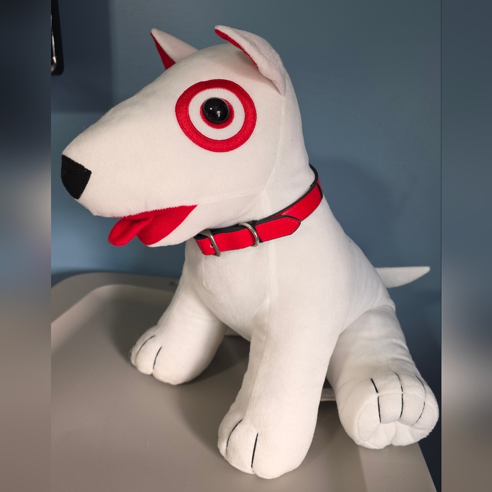 Charming White and Red Dog Plush Toy